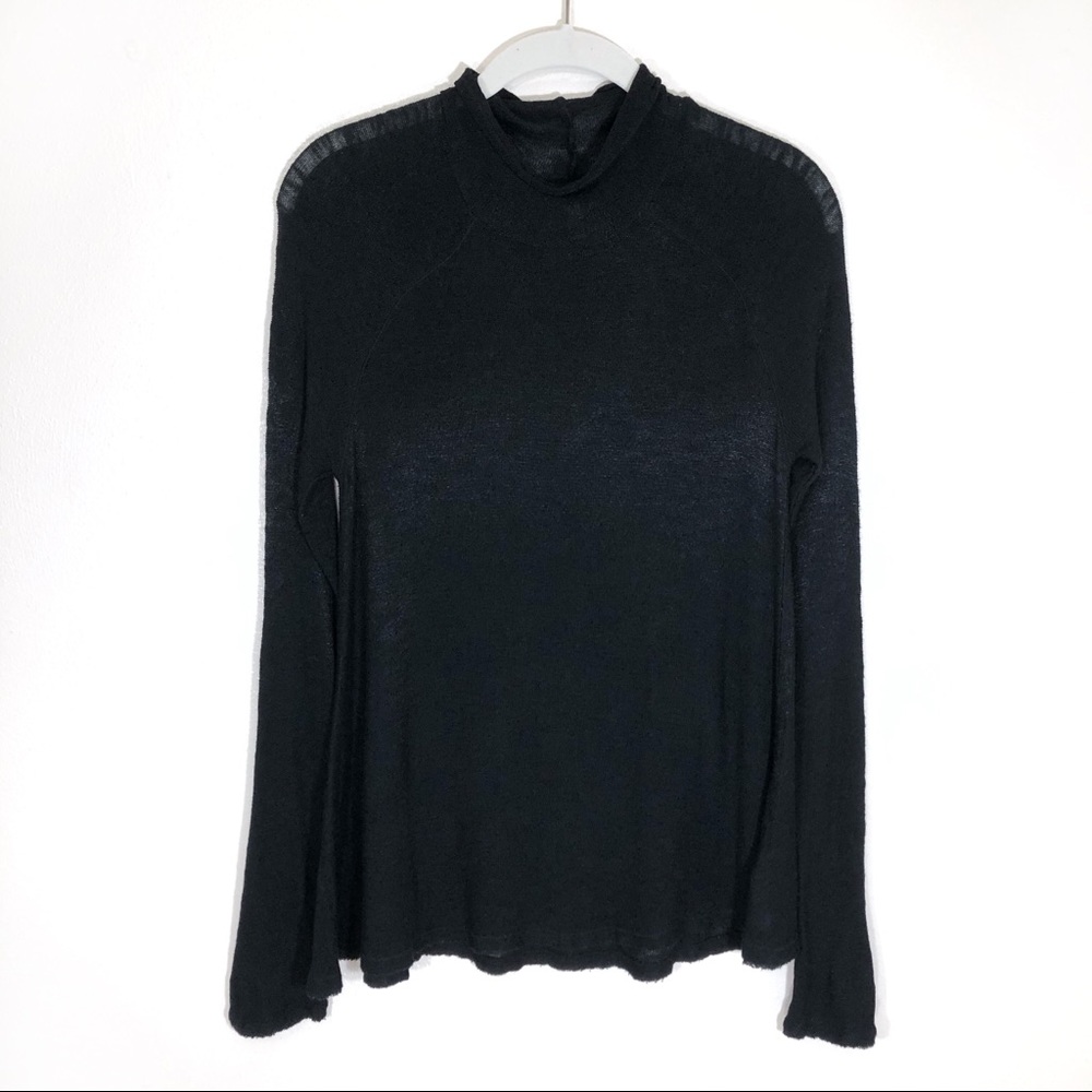 Intimately Free People sheer mock turtleneck black